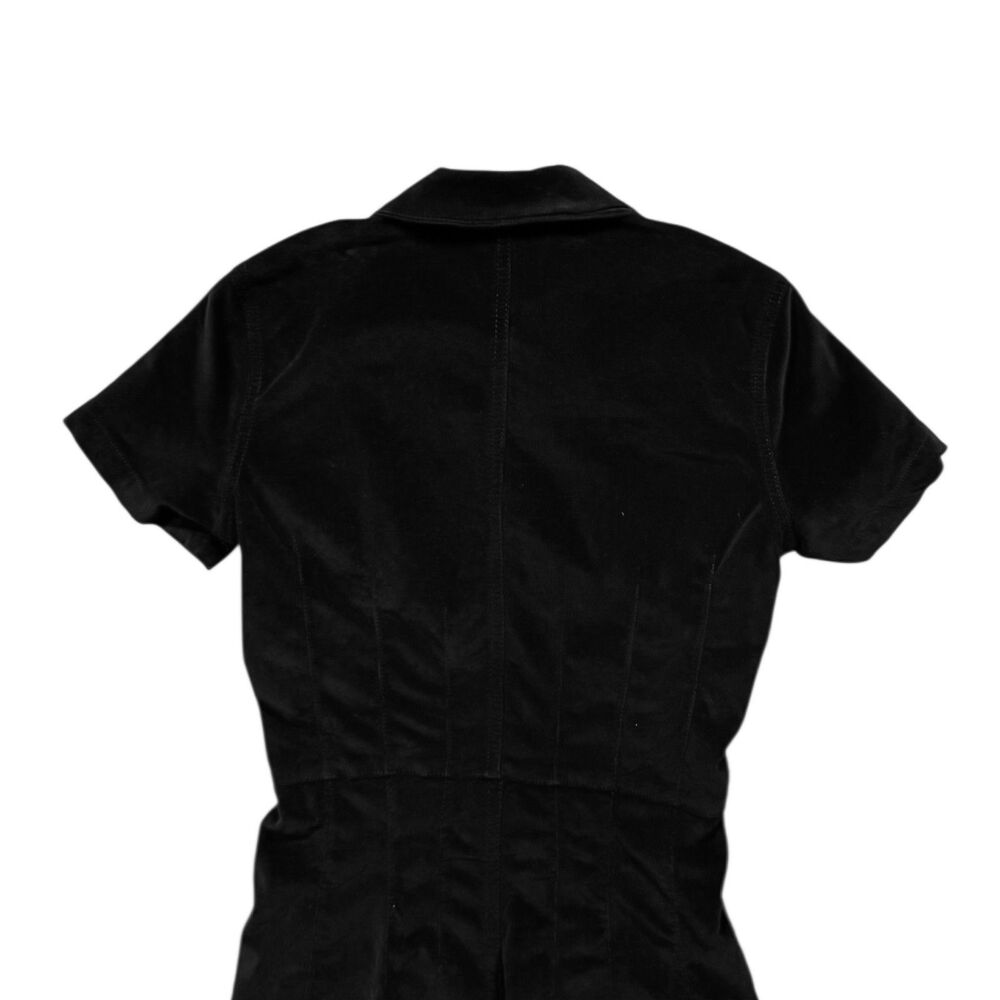 Free People Romper Womens Small Black Corduroy Zip Front Short Sleeve Jumpsuit - Picture 7 of 9